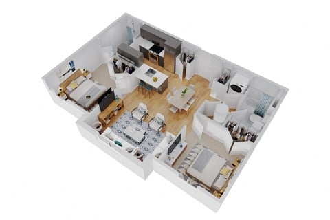 Floor plan for 2 beds, 2 baths, 1025 sqft
